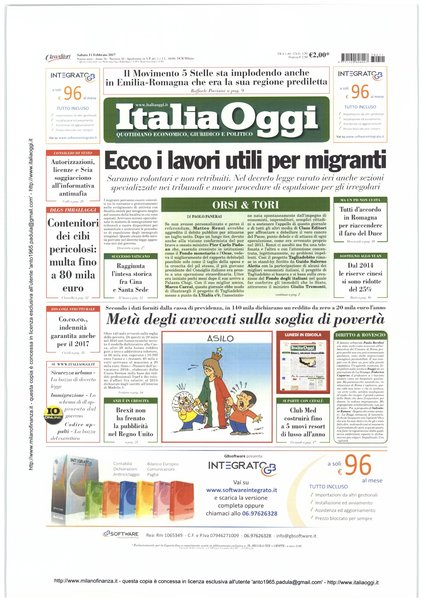 Italia oggi : quotidiano di economia finanza e politica